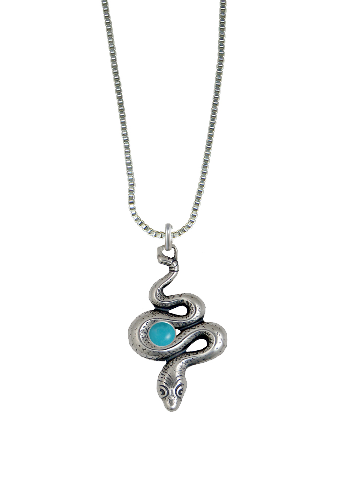 Sterling Silver Little Snake Pendant With Turquoise